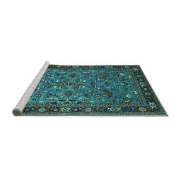 Sideview of Machine Washable Oriental Turquoise Industrial Area Rugs, wshurb2340turq