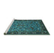 Sideview of Machine Washable Oriental Turquoise Industrial Area Rugs, wshurb2340turq