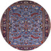 Round Mid-Century Modern Purple Lily Purple Oriental Rug, urb2340