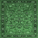 Square Oriental Emerald Green Industrial Rug, urb2340emgrn