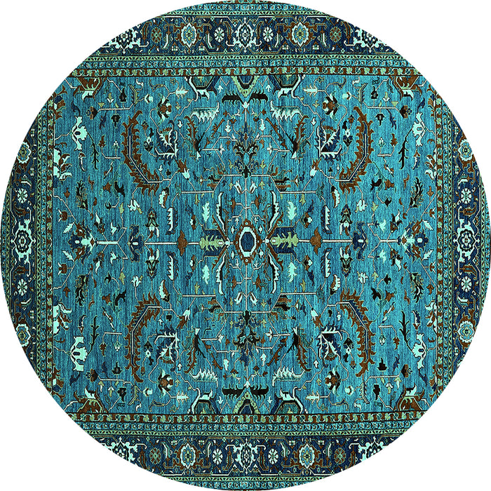 Round Oriental Turquoise Industrial Rug, urb2340turq
