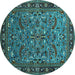 Round Oriental Turquoise Industrial Rug, urb2340turq