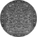 Round Machine Washable Oriental Gray Industrial Rug, wshurb2340gry