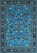 Machine Washable Oriental Light Blue Industrial Rug, wshurb2340lblu