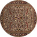 Round Oriental Brown Industrial Rug, urb2340brn