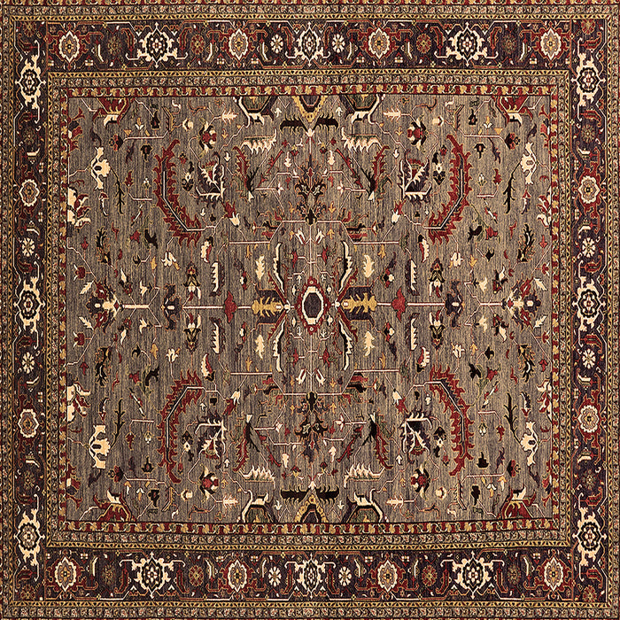 Square Machine Washable Oriental Brown Industrial Rug, wshurb2340brn