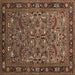 Square Machine Washable Oriental Brown Industrial Rug, wshurb2340brn