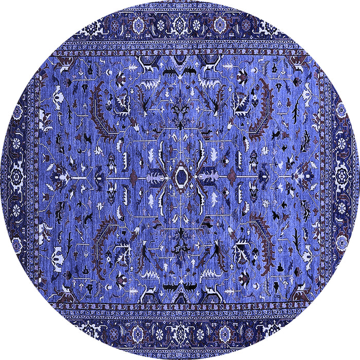 Round Oriental Blue Industrial Rug, urb2340blu