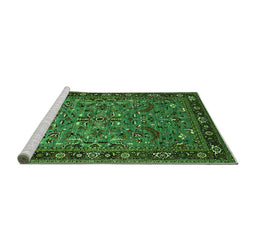 Sideview of Machine Washable Oriental Green Industrial Area Rugs, wshurb2340grn