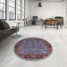 Round Machine Washable Industrial Modern Purple Lily Purple Rug in a Office, wshurb2340