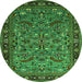 Round Oriental Green Industrial Rug, urb2340grn