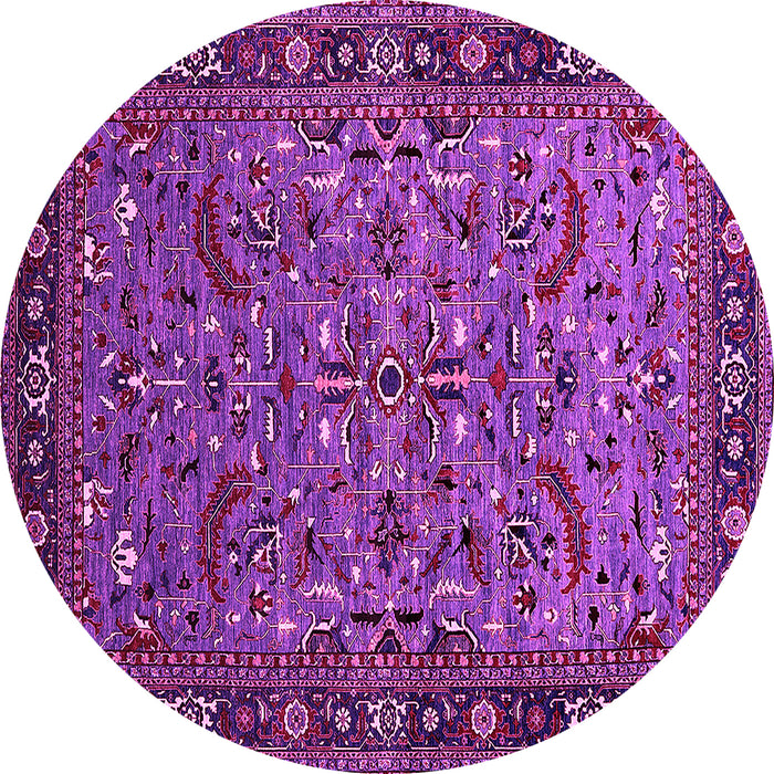 Round Machine Washable Oriental Pink Industrial Rug, wshurb2340pnk