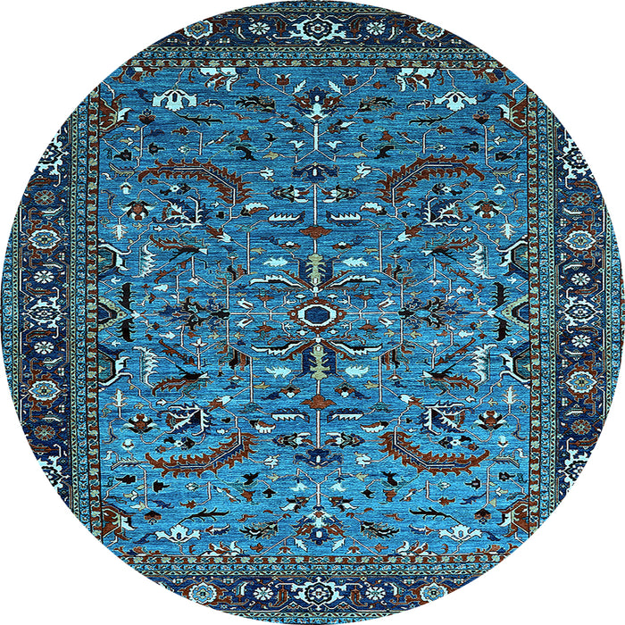 Round Oriental Light Blue Industrial Rug, urb2340lblu