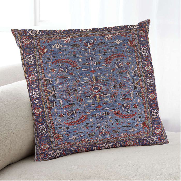 Lifestyle Image of Mid-Century Modern Urban Square Purple Lily Purple Throw Pillow, 18 inch by 18 inch, pwurb2340