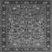 Square Machine Washable Oriental Gray Industrial Rug, wshurb2340gry