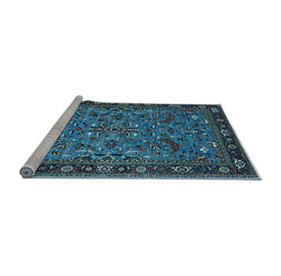 Sideview of Machine Washable Oriental Light Blue Industrial Rug, wshurb2340lblu