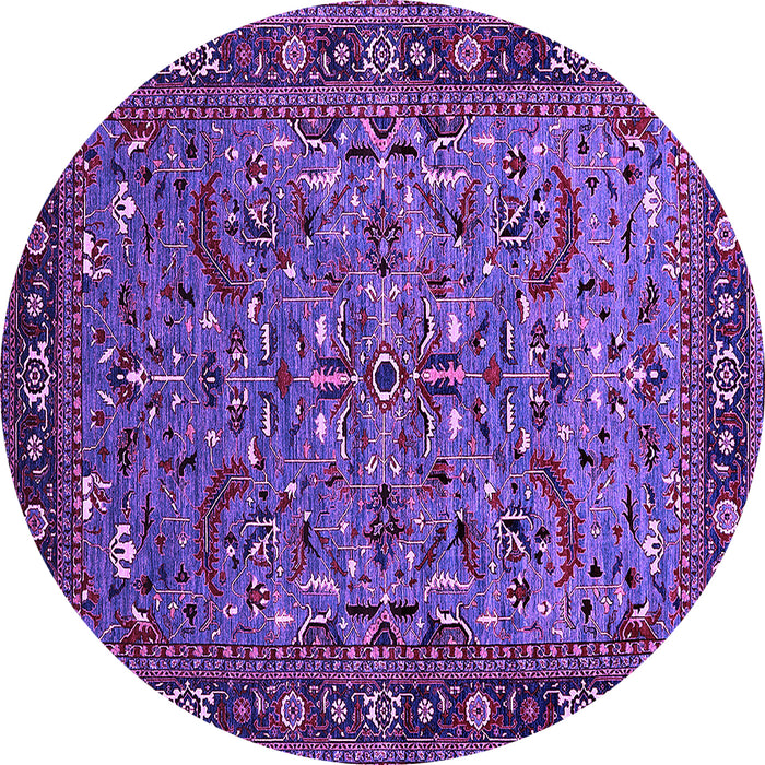 Round Machine Washable Oriental Purple Industrial Area Rugs, wshurb2340pur