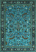 Machine Washable Oriental Turquoise Industrial Area Rugs, wshurb2340turq