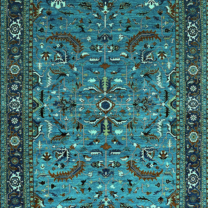 Machine Washable Oriental Turquoise Industrial Area Rugs, wshurb2340turq
