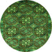 Round Oriental Green Industrial Rug, urb2341grn