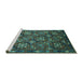 Sideview of Machine Washable Oriental Turquoise Industrial Area Rugs, wshurb2341turq