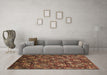 Machine Washable Oriental Brown Industrial Rug in a Living Room,, wshurb2341brn