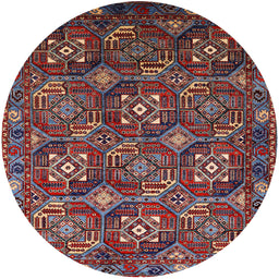 Round Mid-Century Modern Gunmetal Gray Oriental Rug, urb2341