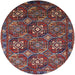 Round Mid-Century Modern Gunmetal Gray Oriental Rug, urb2341