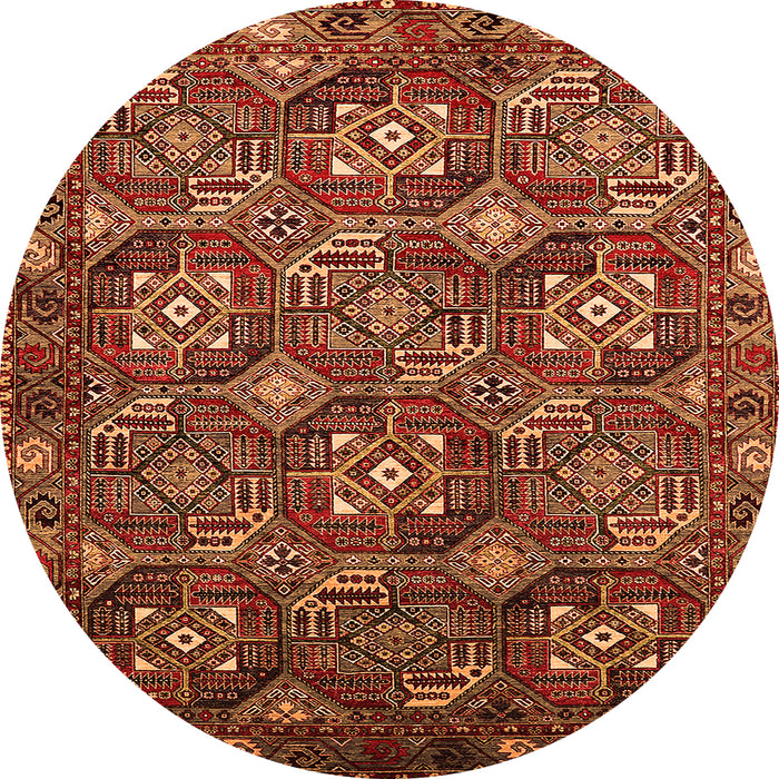 Round Oriental Orange Industrial Rug, urb2341org