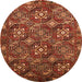 Round Oriental Orange Industrial Rug, urb2341org