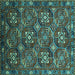 Square Oriental Turquoise Industrial Rug, urb2341turq