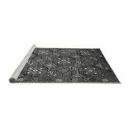 Sideview of Machine Washable Oriental Gray Industrial Rug, wshurb2341gry