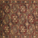 Square Machine Washable Oriental Brown Industrial Rug, wshurb2341brn