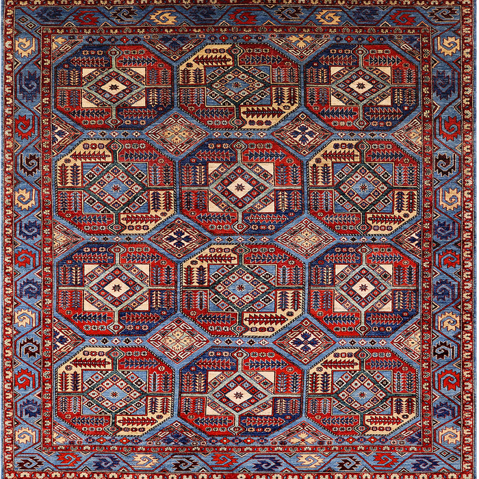 Square Mid-Century Modern Gunmetal Gray Oriental Rug, urb2341