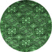 Round Oriental Emerald Green Industrial Rug, urb2341emgrn