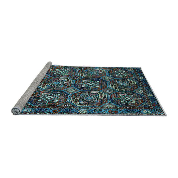 Sideview of Machine Washable Oriental Light Blue Industrial Rug, wshurb2341lblu