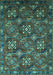 Machine Washable Oriental Turquoise Industrial Area Rugs, wshurb2341turq