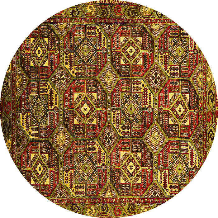 Round Oriental Yellow Industrial Rug, urb2341yw
