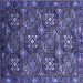 Square Machine Washable Oriental Blue Industrial Rug, wshurb2341blu