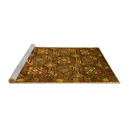 Sideview of Machine Washable Oriental Yellow Industrial Rug, wshurb2341yw