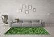 Machine Washable Oriental Green Industrial Area Rugs in a Living Room,, wshurb2341grn