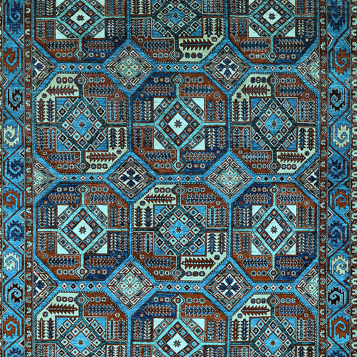 Machine Washable Oriental Light Blue Industrial Rug, wshurb2341lblu
