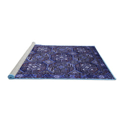 Sideview of Machine Washable Oriental Blue Industrial Rug, wshurb2341blu