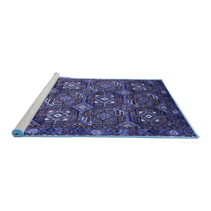 Sideview of Machine Washable Oriental Blue Industrial Rug, wshurb2341blu