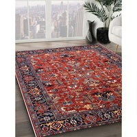 Mid-Century Modern Rose Purple Oriental Rug, urb2342