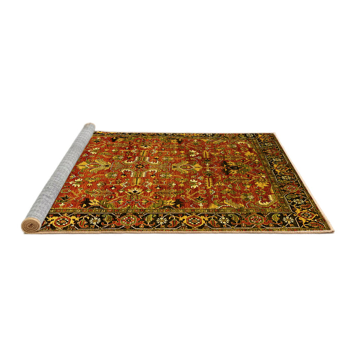 Sideview of Machine Washable Oriental Yellow Traditional Rug, wshurb2342yw