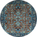 Round Oriental Light Blue Traditional Rug, urb2342lblu