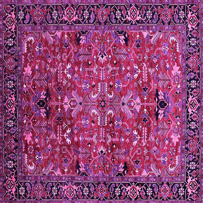 Square Machine Washable Oriental Pink Traditional Rug, wshurb2342pnk