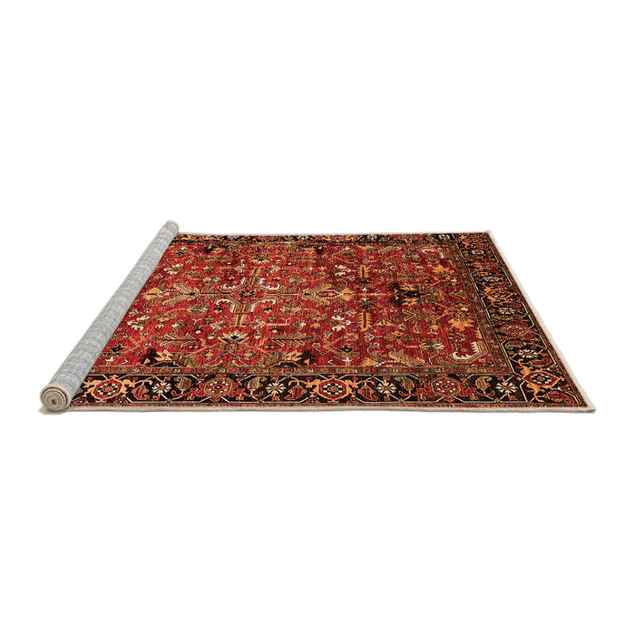 Sideview of Machine Washable Oriental Orange Traditional Area Rugs, wshurb2342org