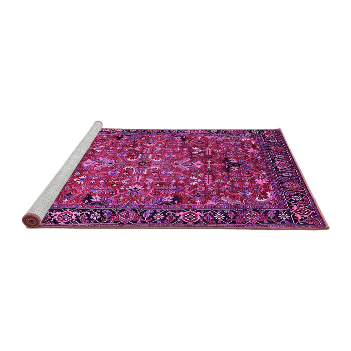 Sideview of Machine Washable Oriental Pink Traditional Rug, wshurb2342pnk